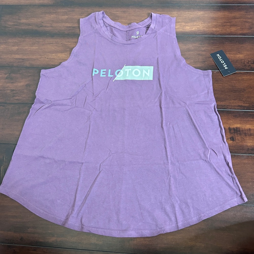 Peloton Studio Scoop Tank Women 1X Purple NEW Cotton Logo Active Sleeveless Top